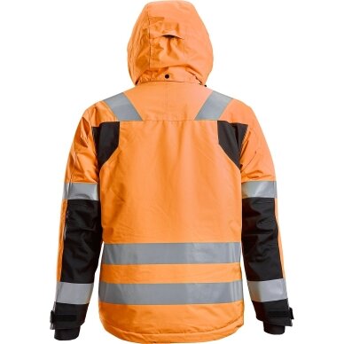 Ūdensizturīga Hi-Vis 37.5® ziemas jaka ar kapuci SNICKERS WORKWEAR, 3. klase, oranža 1