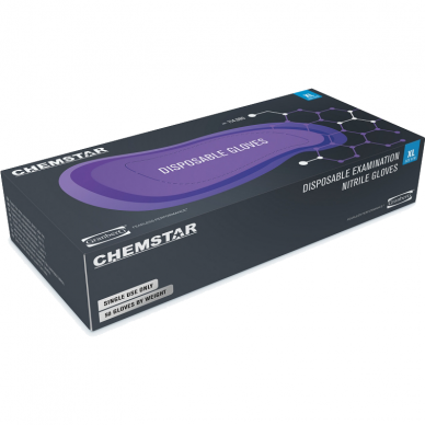 Vienkartinės pirštinės CHEMSTAR 114.980, nitrilinės, violetinės Vienkartinės pirštinės CHEMSTAR 114.980, nitrilinės, violetinės